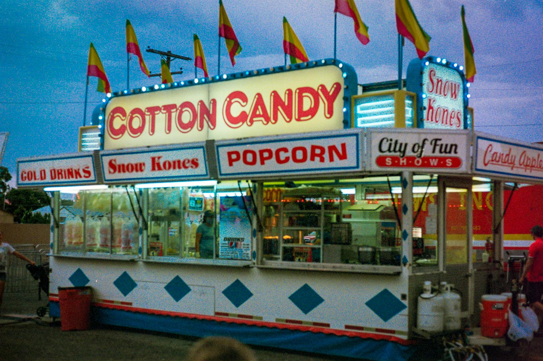 booth on a funfair in the evening